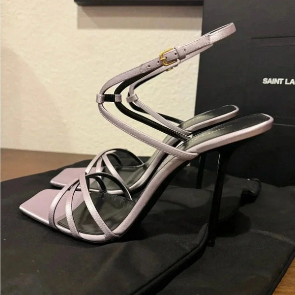 YSL YVES SAINT LAURENT NIB Nuit 105 Crepe Satin Sandals Heels Stilettos 38.5 - Picture 9 of 14